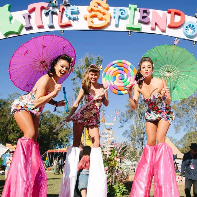 Children's entertainers at a children's music festival in Byron Bay.